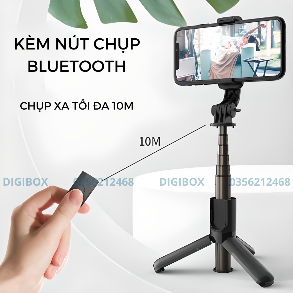 Gậy chụp ảnh 3 chân tự sướng chụp hình selfie kèm nút bluetooth kiêm tripod