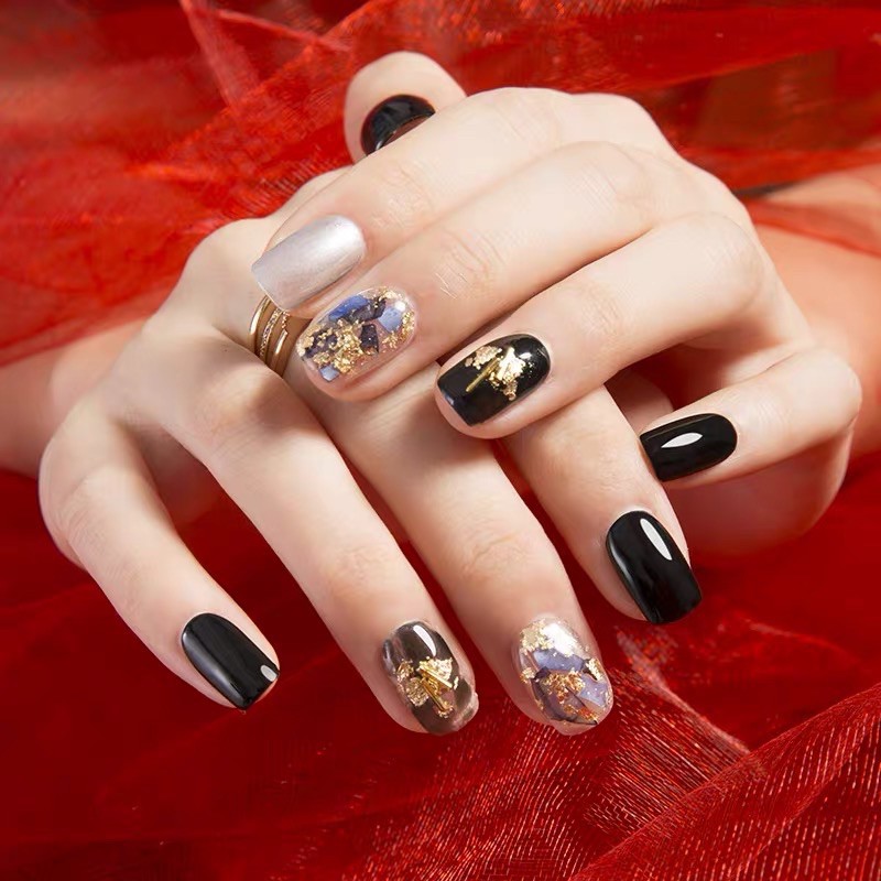 [SIÊU RẺ] Giấy nhún nail vàng bạc 4 màu trang trí móng tay (12 hũ)