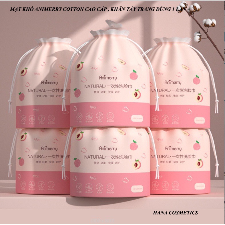 Khăn mặt khô Aminerry dùng 1 lần, tẩy trang lau khô lau ướt, khăn lau mặt trái đào siêu mềm, dai, mịn.