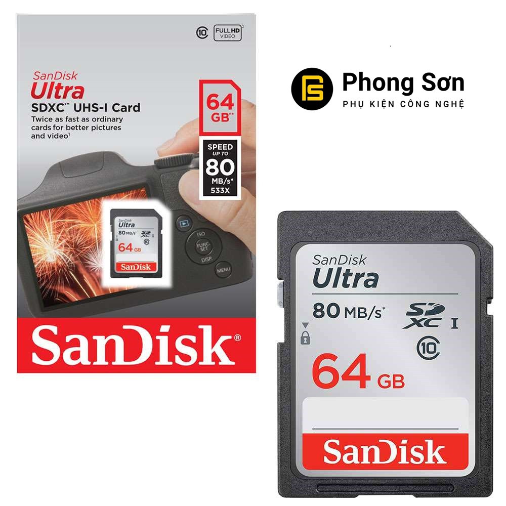 Thẻ nhớ SDXC 64GB Ultra 533x 80mb/s Sandisk | BigBuy360 - bigbuy360.vn