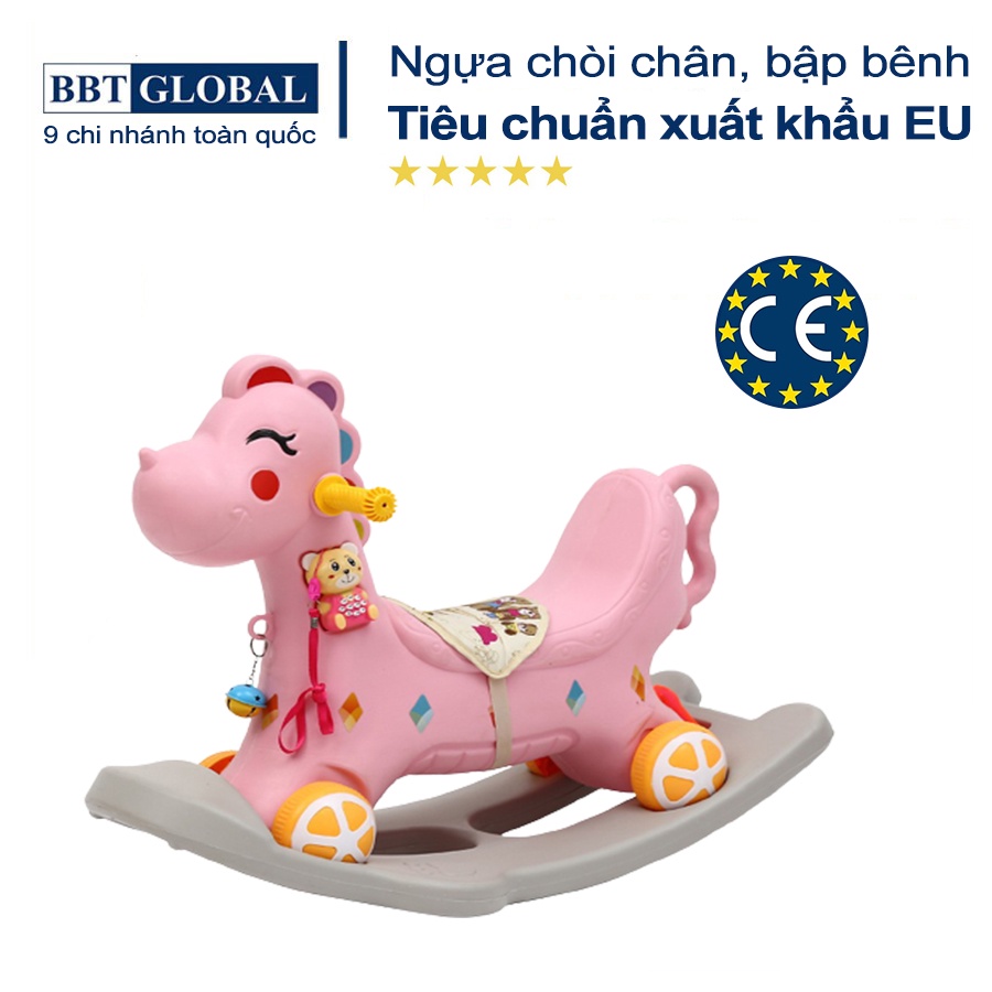 Đồ chơi trẻ em cho bé ngựa bập bênh kết hợp xe chòi chân BBT GLOBAL rk511 có nhạc