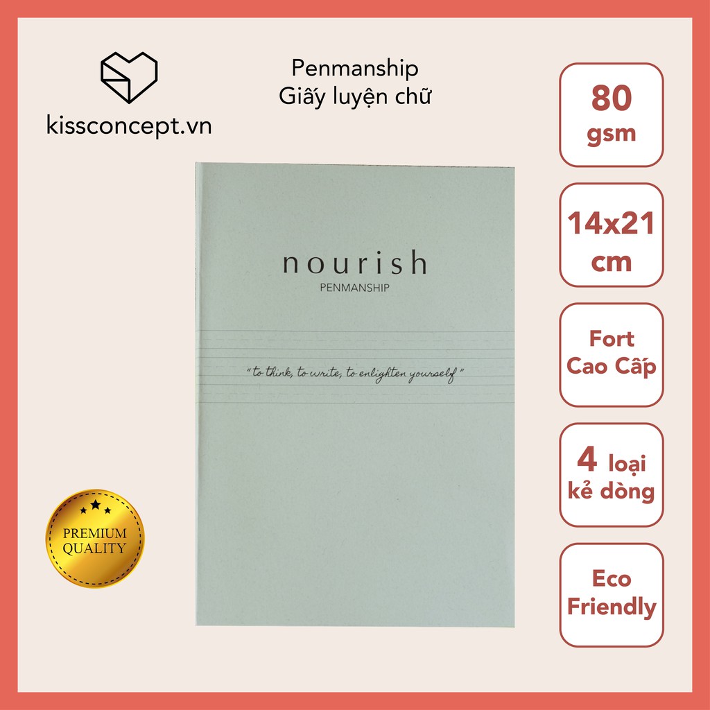 [Giao nhanh 30 phút Now] Sổ Tay Vintage Mini A5 Nourish - Vở Luyện Chữ Calligraphy Cute Ô Vuông Chấm Bi Dòng Kẻ