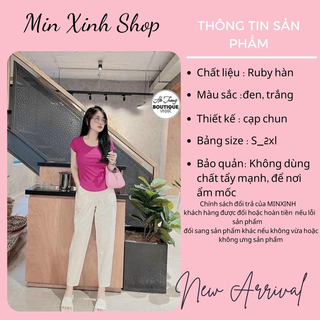 Quần Baggy Cạp Chun 236 Chất Ru.by Mềm 2 Màu Đen Trắng Min Xinh Shop