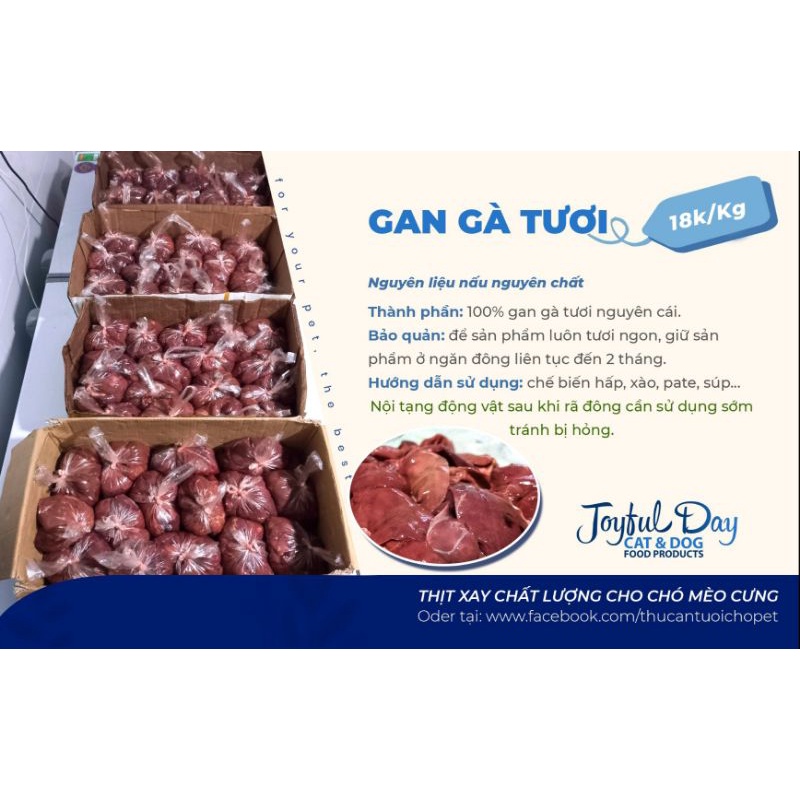 1Kg Gan gà tươi bỏ mật cho ❤️ - Thức ăn tươi dành cho chó mèo - Joyful Day - SHIP HỎA TỐC