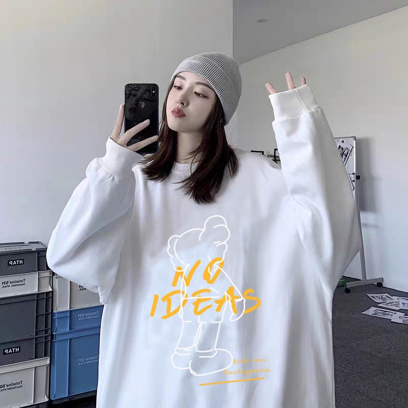 Áo sweater SUXI tay dài dáng rộng in họa tiết kiểu hàn quốc thời trang mùa thu cho nữ