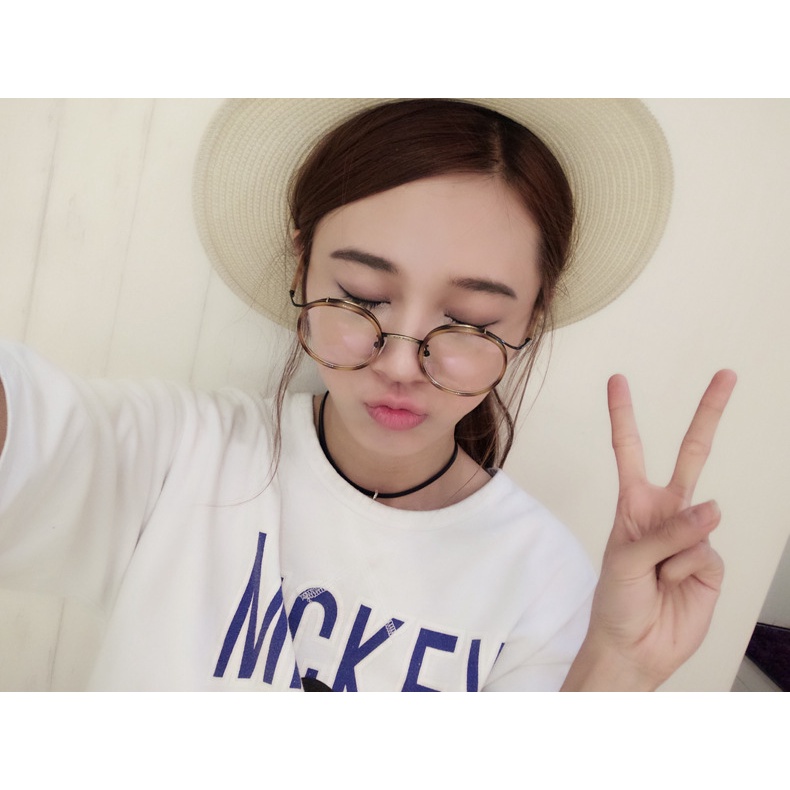 Gọng kính nữ tròn Retro NVfashion S22105, kính chống ánh sáng xanh