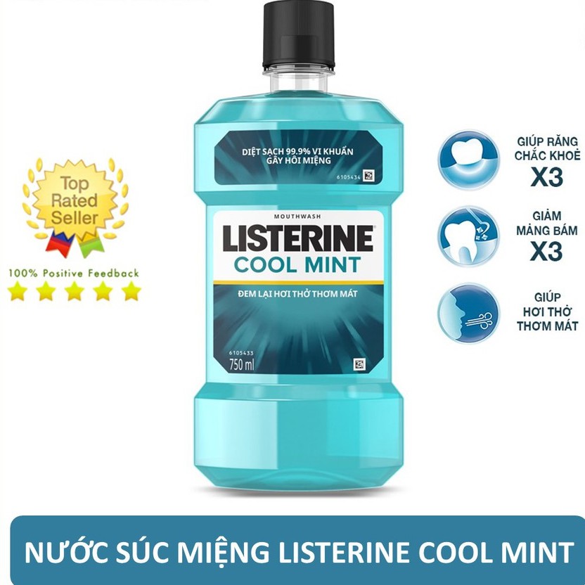 Nước súc miệng Listerine coolmint | Tartar | Trà xanh - 100ml |  250ml | 750ml