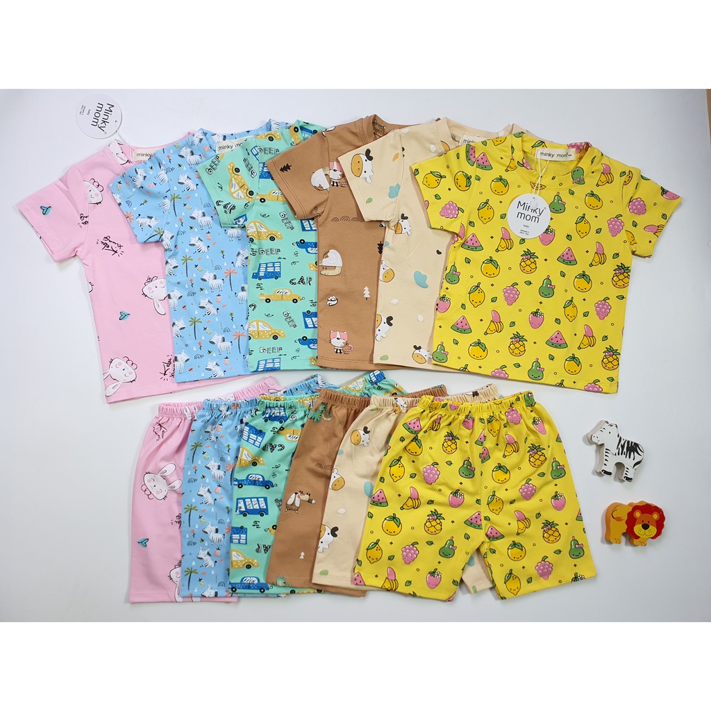 Bộ Cộc Tay MINKY MOM COTTON 100% In Hình Toàn Thân Siêu Cute Cho Bé TN-IN25