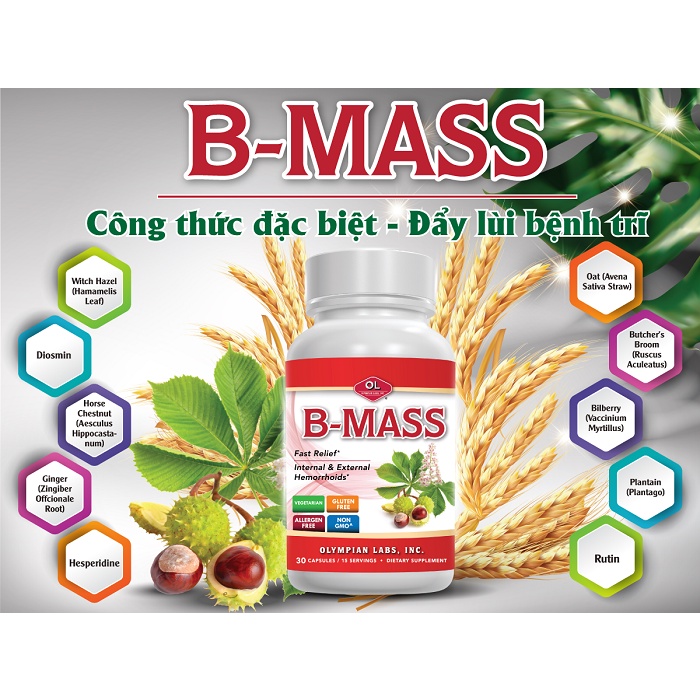 Viên uống B-Mass giảm trĩ táo bón từ thảo dược Lọ 30 viên - NT091