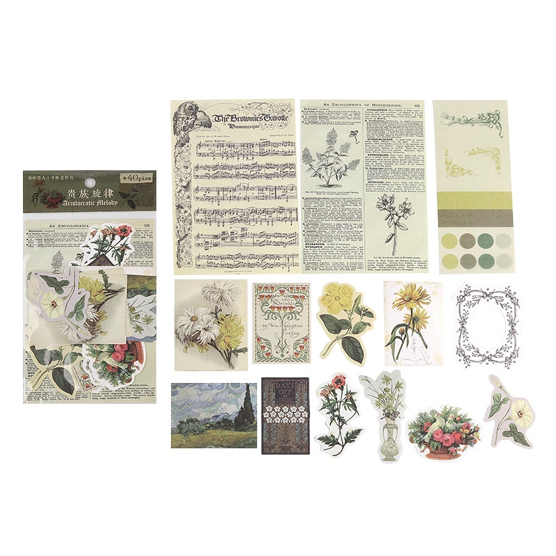 Set 40 Tờ Giấy Làm Đồ Thủ Công Trang Trí Phong Cách Vintage