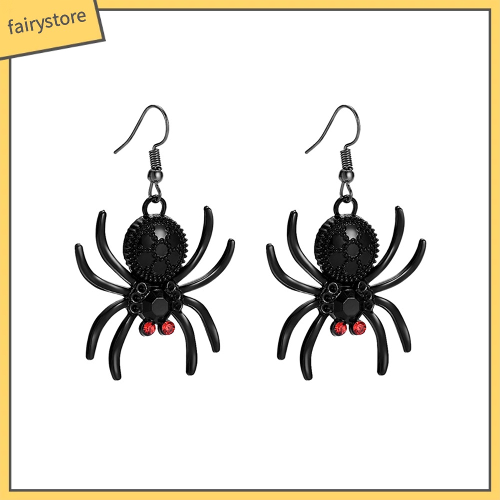 2 Đôi bông tai hình nhện phong cách Gothic cho nữ