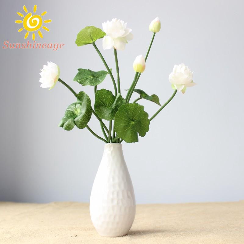 Hoa sen giả mini cỡ 32cm dùng trang trí tiện dụng