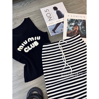 ( FREESHIP ) Set len miumiu chân kẻ hàng qc l1