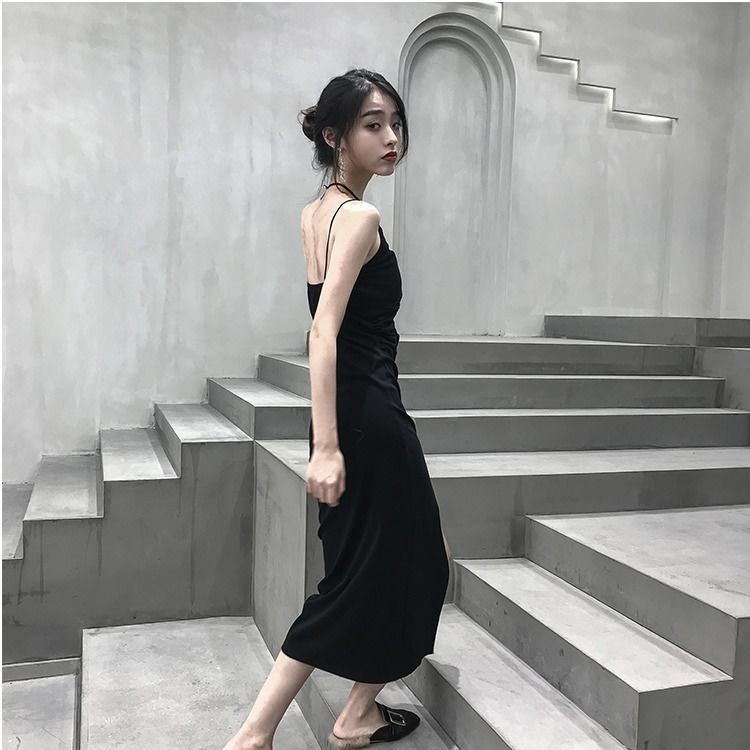 Đầm Dài Hai Dây Cổ Chữ V Xẻ Tà Quyến Rũ Cho Nữ đầm bầu váy nữ váy bé gái váy dài chân váy dài váy nữ chân váy dài