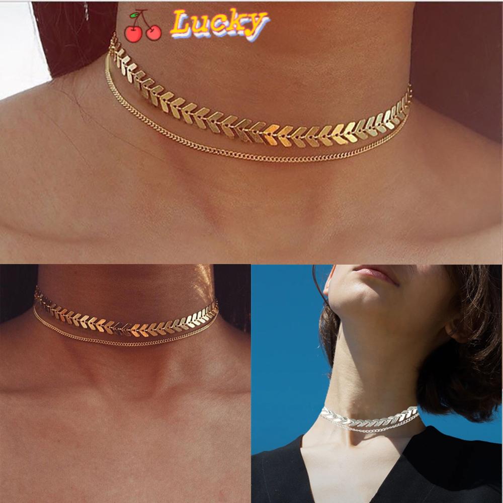 Vòng cổ Choker Hình Xương Cá/ Mũi Tên Phong Cách Boho Thời Trang Cho Nữ|Năm 2021 Mới Vintange Hai Lớp / Nhiều Màu