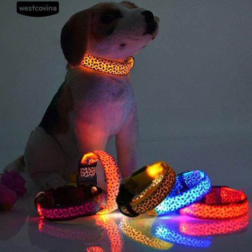 Vòng Cổ Họa Tiết Da Báo Có Đèn Led Cho Thú Cưng