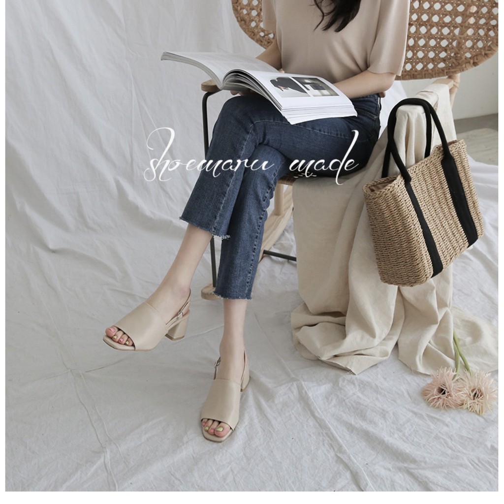 SANDAL GÓT TRỤ NỮ ALEX SARA QUAI BẢN NGANG CAO 4 CM