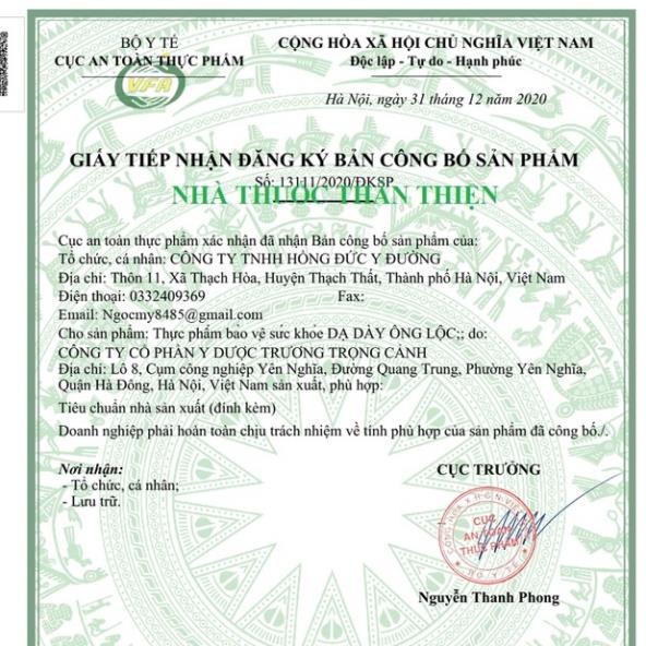Dạ dày Ông Lộc - Hỗ trợ giảm acid dịch vị, giúp bảo vệ niêm mạc dạ dày