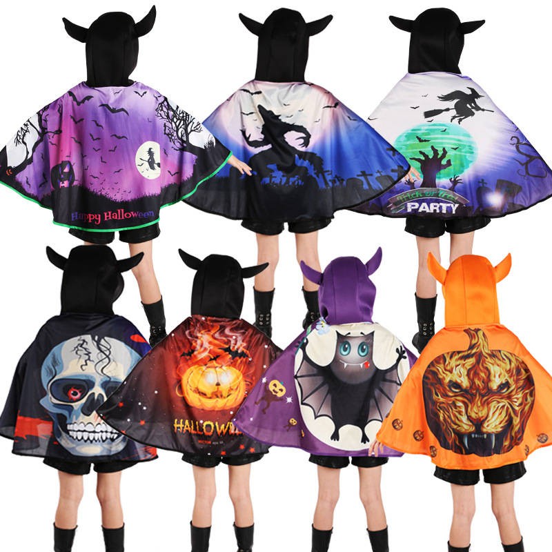 Quần áo trẻ em Halloween Mẫu giáo Biểu diễn Mẫu giáo Đội Nam Magic Mage Witch Cloak Hat Set Girls Cloak