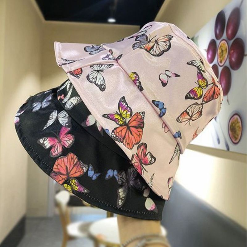 Nón Tai Bèo Chất Liệu Cotton In Họa Tiết Bướm Nhiều Màu Phong Cách Hip Hop Hàn Quốc Panama