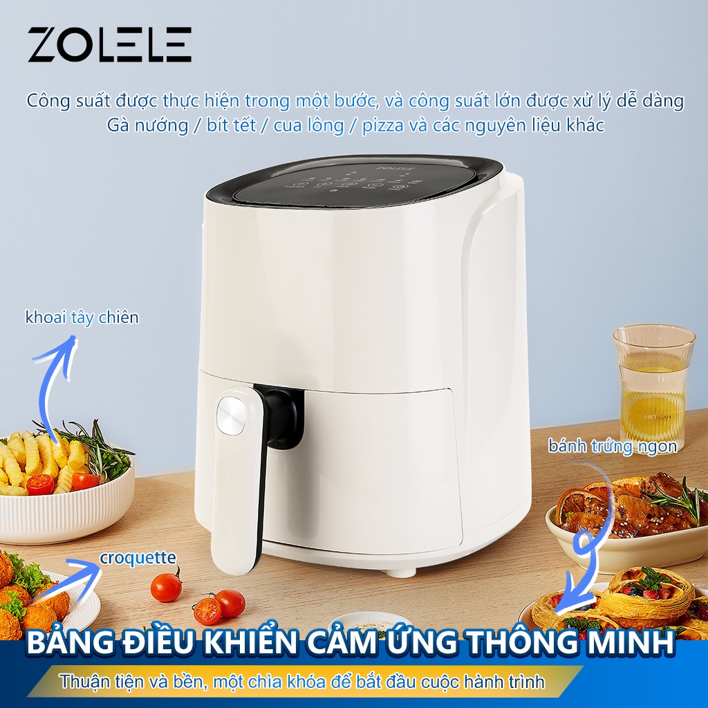 Nồi chiên không dầu ZOLELE ZA001 Dung tích lớn 4.5L Sưởi ấm nhanh chóng
