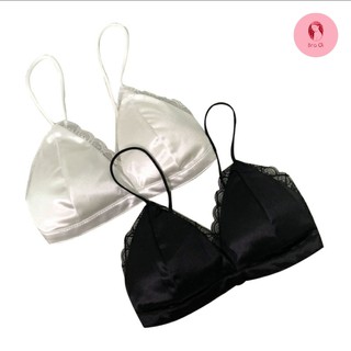 Ao bra phi bóng satin ren trơn đệm mỏng