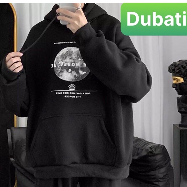 ÁO KHOÁC NỈ - ÁO KHOÁC HOODIE NAM NỮ MẶT TRĂNG TRÒN CHẤT NỈ DÀY TAY DÀI FROM RỘNG UNISEX- DUBATI FASHION