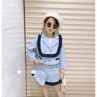 Sét bộ vest size đại 4 cúc quần giả váy bé gái.