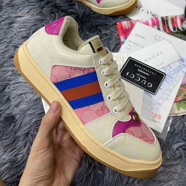 💟 Siêu Cấp 💟 Giày Gucci Sơn Tùng Bản Đẹp, Giày GC Sơn Tùng Nam Nữ 3 Màu Hồng ,  Xanh , Tím