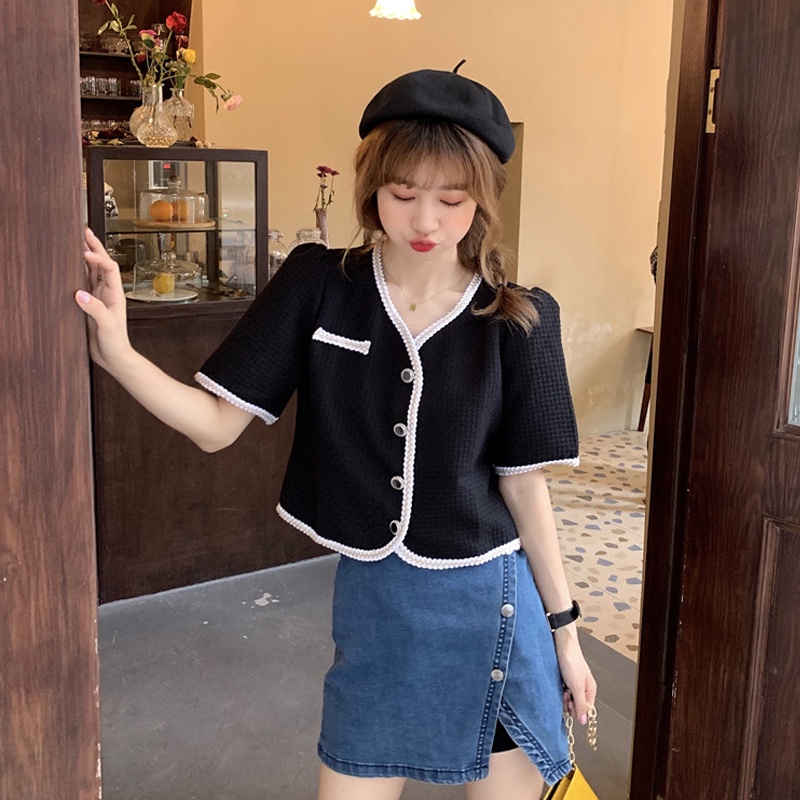 Áo cardigan NZN tay ngắn dáng ngắn màu trơn phong cách mới thời trang mùa hè dành cho nữ