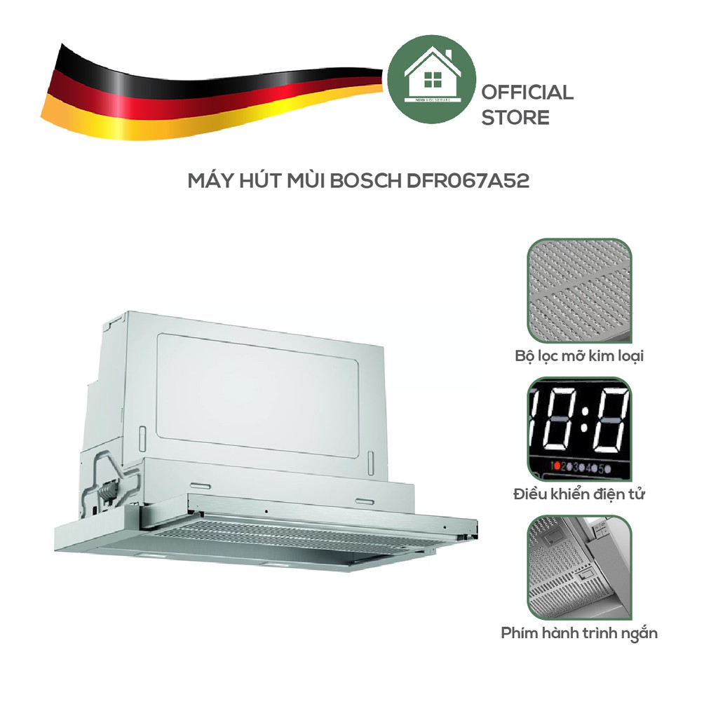 Máy Hút Mùi Bosch DFR067A52 - Vận Hành Êm Ái Nhờ Độ Ồn Thấp - Nhập Khẩu Từ Đức
