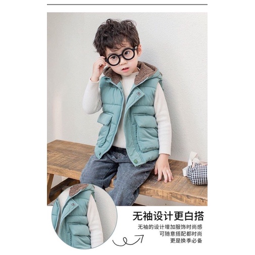 Áo phao bé trai gái Gile tai gấu cute lót lông cừu size 1- 5 tuổi hàng quảng châu cao cấp-XIAOMIMI3233655222