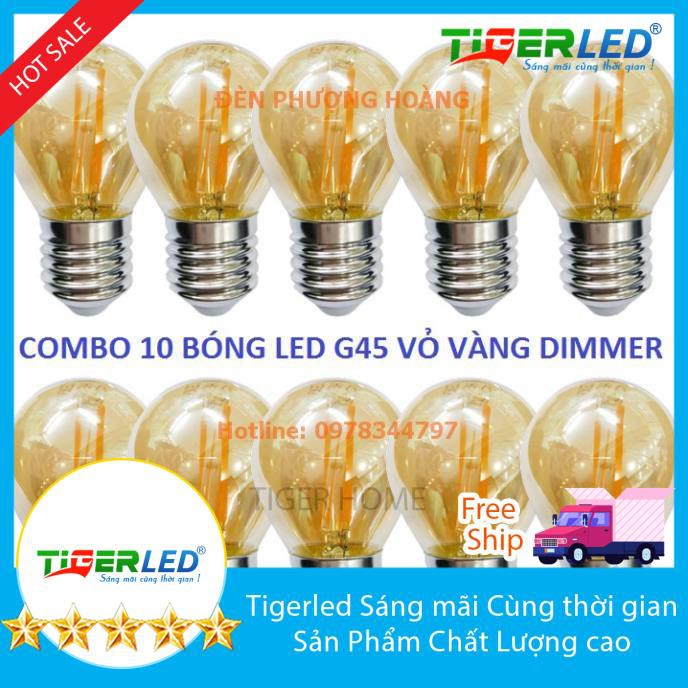 Combo 10 bóng led edison G45 vỏ màu vàng nắng - Tigerledvietnam