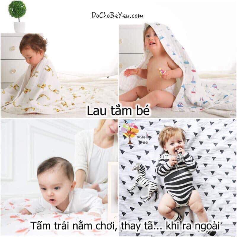 [XẢ KHO] Khăn muslin swaddle 100% Sợi Tre Cho Bé