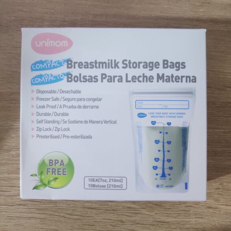 [Mã 267FMCGSALE giảm 8% đơn 500K] Hộp 10 túi trữ sữa unimom compact 210ml, túi trữ sữa, túi đựng sữa mẹ