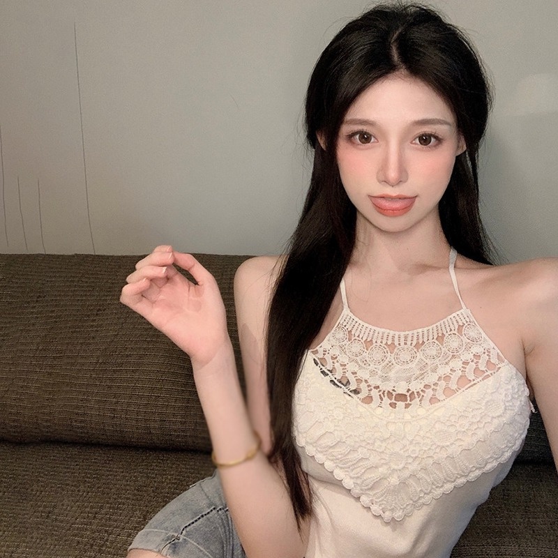 Áo Croptop Cổ Yếm Phối Ren Thời Trang Mùa Hè Cho Nữ