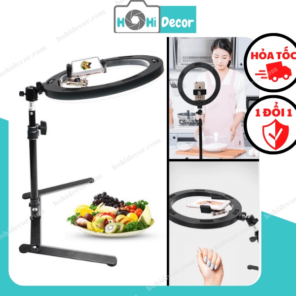 Đèn Chụp Ảnh Sản Phẩm, Nail, Đèn Quay Video Tiktok Livestream Để Bàn Hình Tròn Ringlight Mini 26cm - HoHi Decor