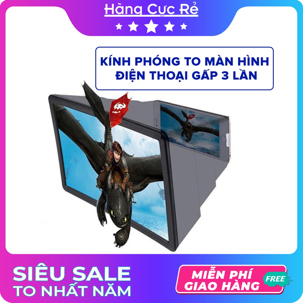 Kính phóng to màn hình điện thoại lên gấp 3-5 lần HCR-F2 Freeship Kính phóng đại kiêm giá đỡ - Shop Hàng Cực Rẻ