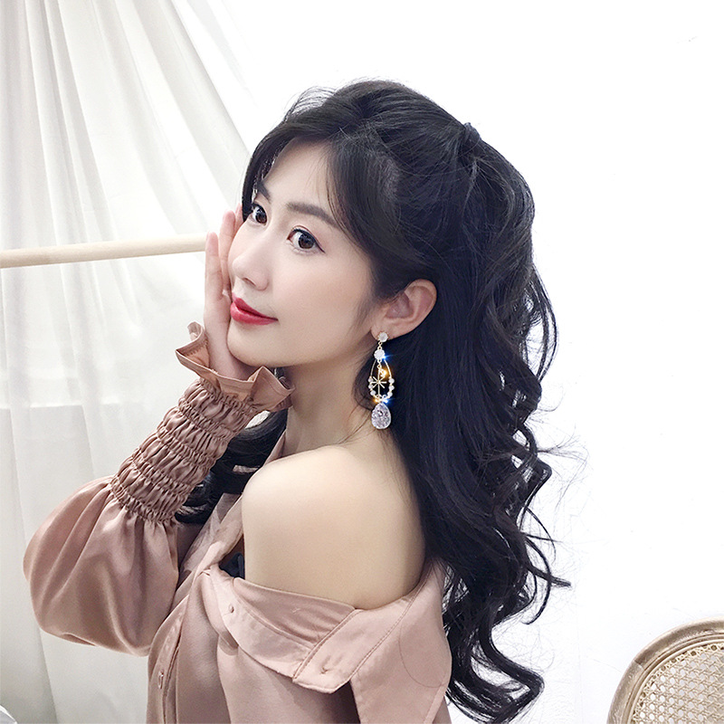 Bông Tai Mạ Bạc 925 Đính Đá Opal Phong Cách Hàn Quốc