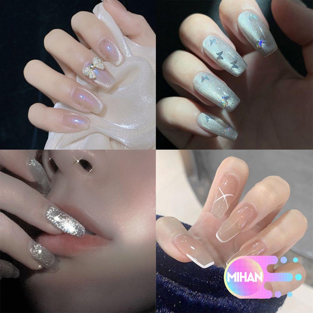 [Hàng mới về] Hộp 24 móng tay giả thiết kế có thể tháo rời phong cách Pháp