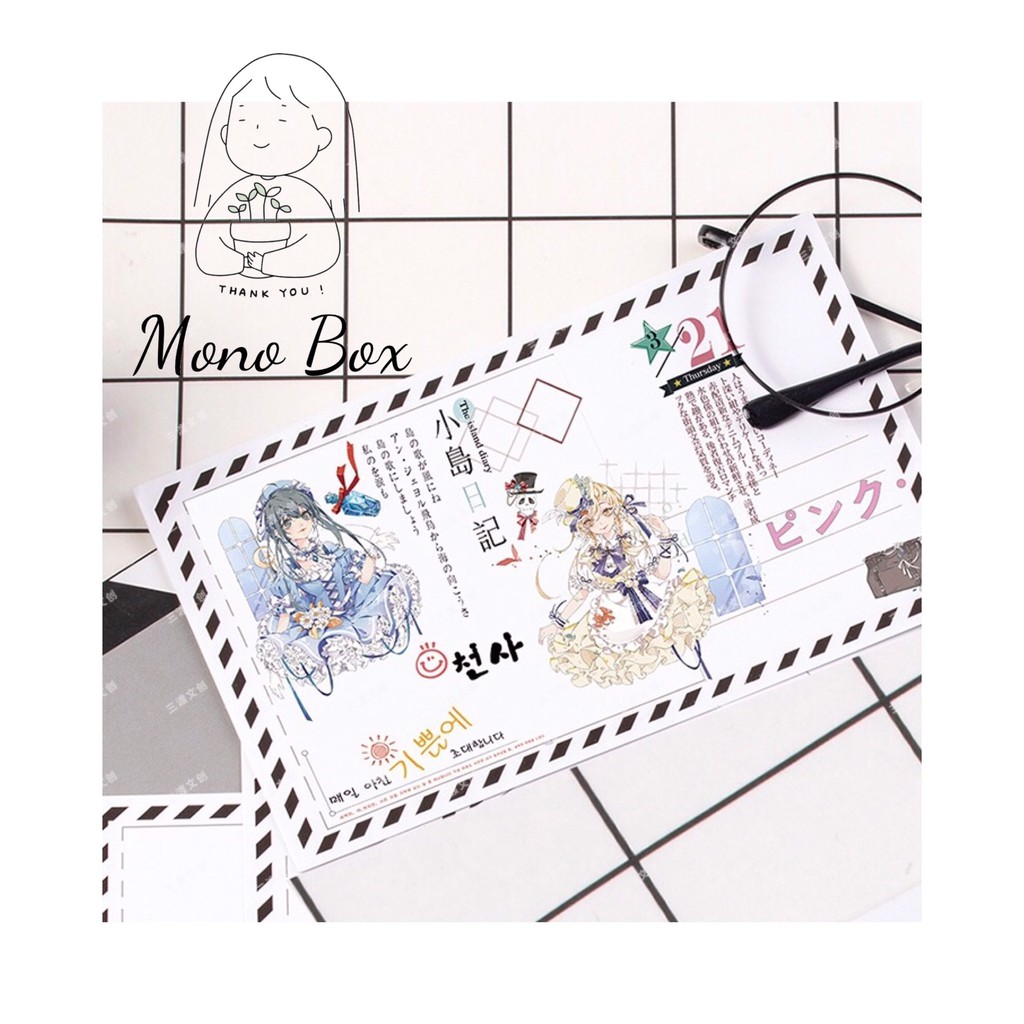 [Chiết] Washi tape nhân vật cô gái Mono_box 00607