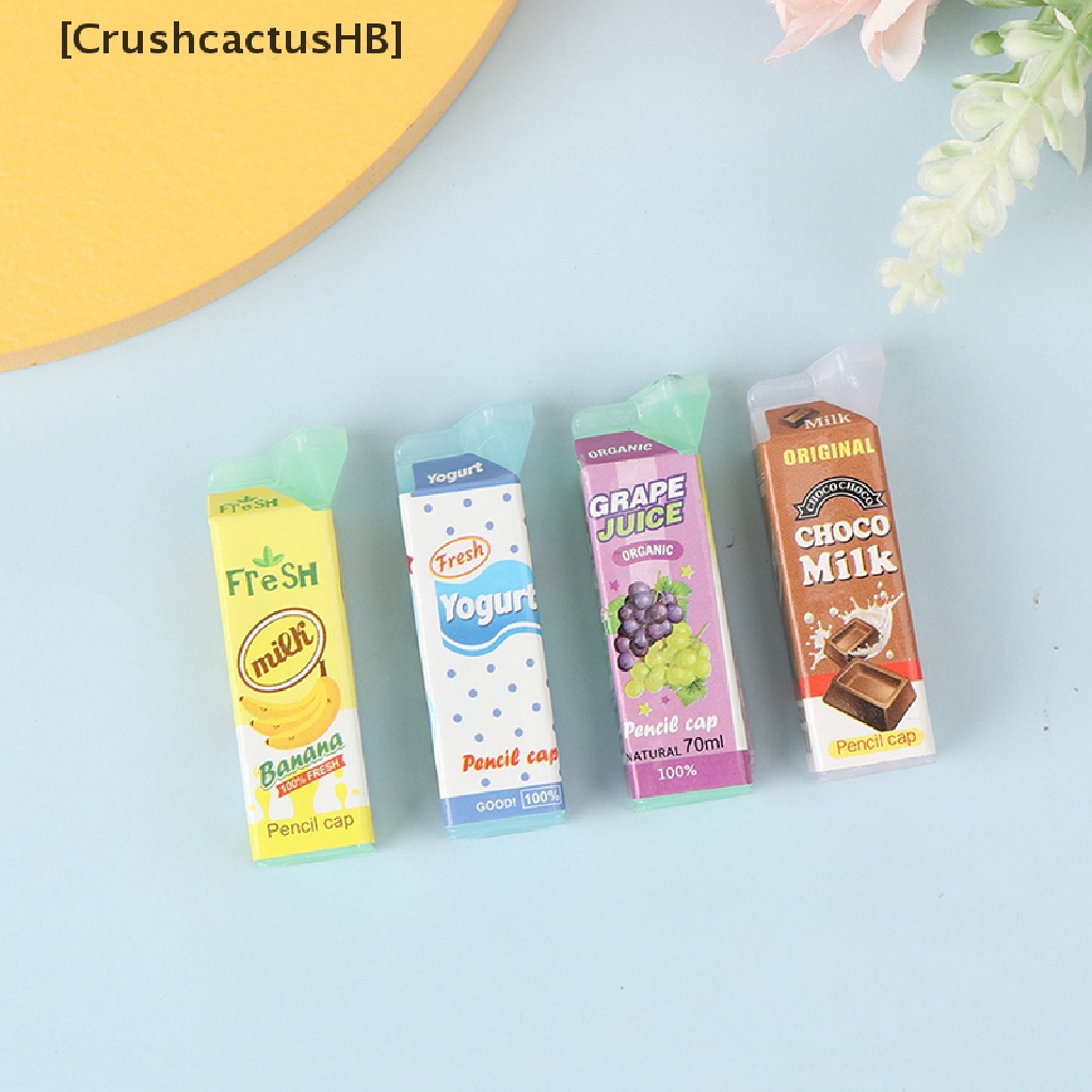 [CrushcactusHB] 4 Pcs/Set Doll house Mini Stereoscopic Boxed Fruit Milk Miniature Model Props Hot Sell