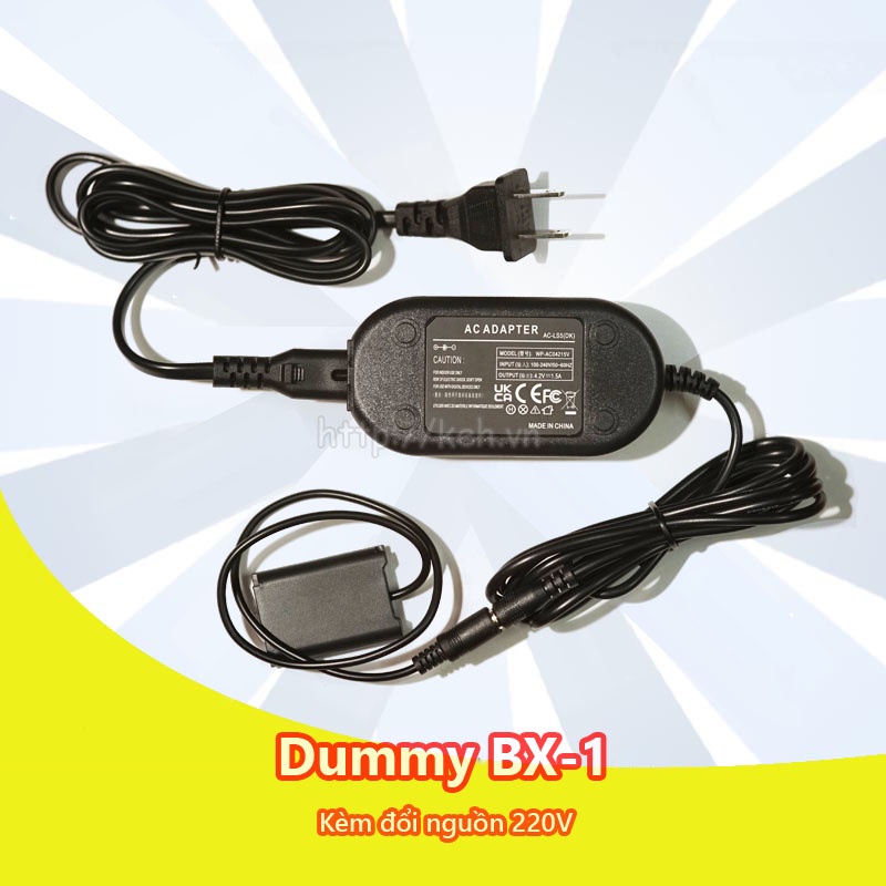 Pin giả NP-BX1 DK-X1 dummy battery kèm đổi nguồn dự phòng 220V cho máy ảnh Sony RX100, HX300, WX100...