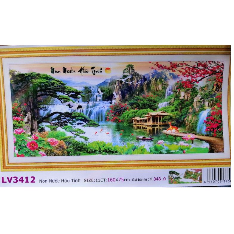 Tranh thêu chữ thập  Phong cảnh non nước hữu tình LV3411 120*60CM, LV3412 , MN0112