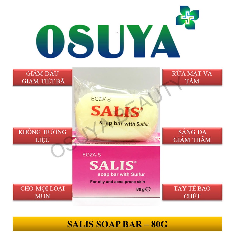 Xà Bông Tắm Và Rửa Mặt Kiềm Dầu Đánh Bay Mụn, Tẩy Tế Bào Chết – SALIS SOAP BAR 80G