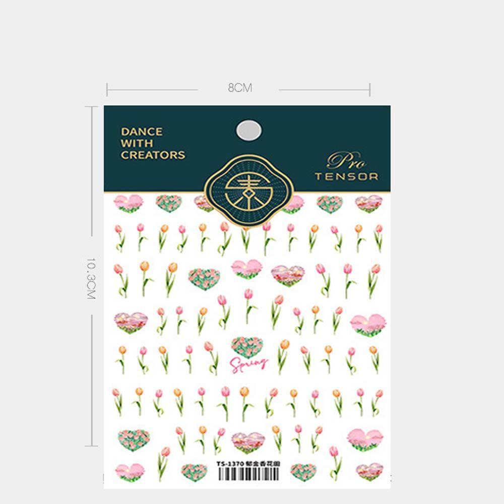 [Hàng mới về] Miếng dán lá nhôm trang trí móng tay 3D phong cách Nhật Bản tự dính họa tiết hoa tulip dập nổi 5D