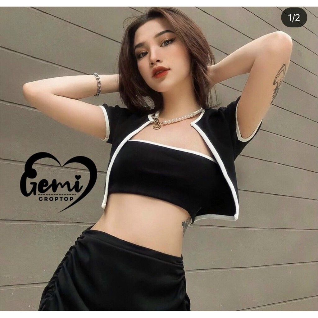 set áo ống kèm áo khoác xinh