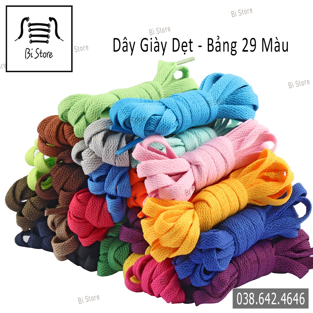 [Bảng 29 màu - 120cm] Dây giày dẹt dài 1m2 dành cho các loại giày thể thao cổ ngắn AF1, AJ, Conversee Vanss, Adidass,...