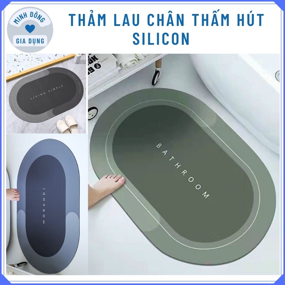 Thảm lau chân silicon chống trượt thấm nước, Thảm chùi chân silicon siêu thấm cao cấp đế cao su chất siêu dày