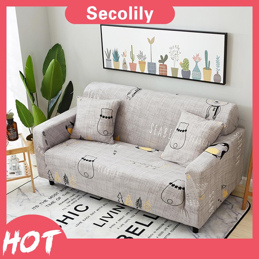 Vỏ bọc ghế sofa mỏng in hình chim cánh cụt gấu xinh xắn